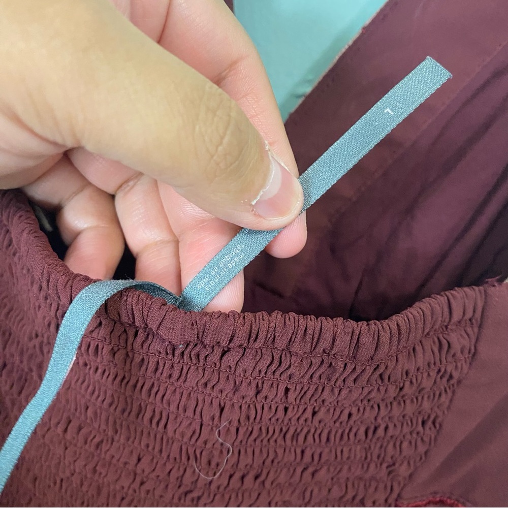 Anthropologie V Neck Deco Midi Dress‎ Embroidered Floral Wine Red Large - Picture 10 of 11